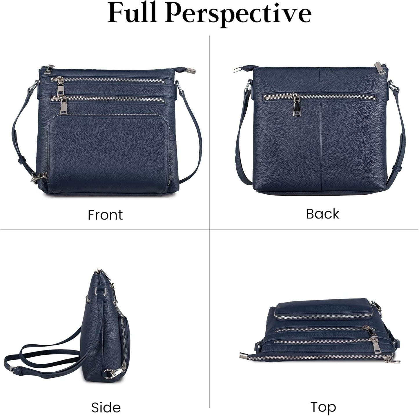 befen Genuine Leather Crossbody Bags for Women, Lightweight Medium Anti-Theft Shoulder Purse with Built in RFID Wallet