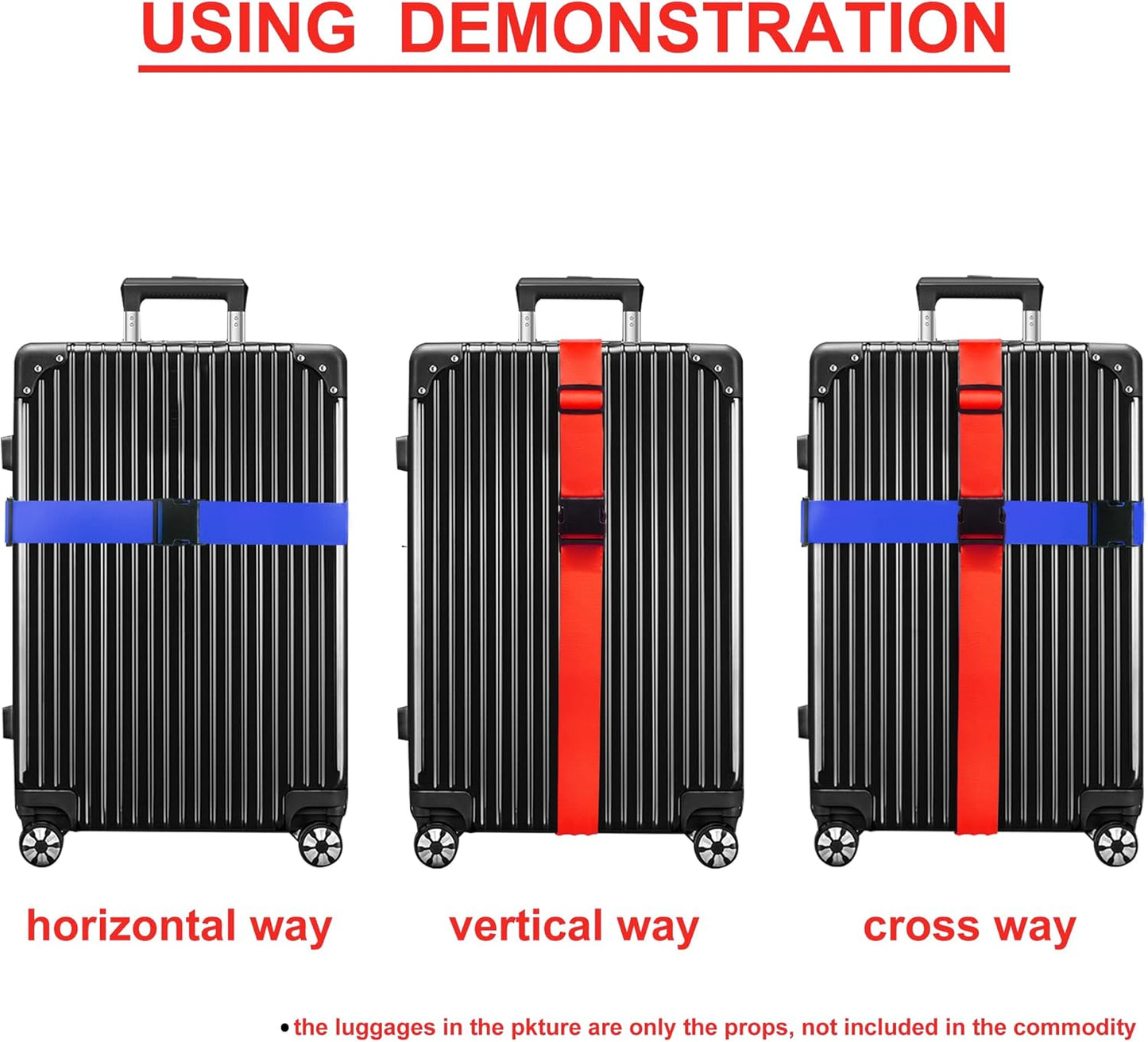 Luggage Straps for Suitcases TSA Approved Travel Belt 4 Pack by Chelmon (Mixed Colors)