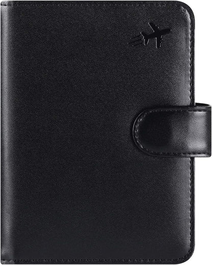 Passport Holder Cover Wallet RFID Blocking Leather Card Case Travel Accessories for Women Men (#Black)