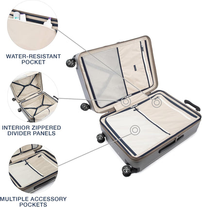Travelpro Platinum Elite Hardside Expandable Checked Luggage, 8 Wheel Spinner, TSA Lock, Hard Shell Polycarbonate Suitcase, Metallic Sand, Checked Medium 25-Inch