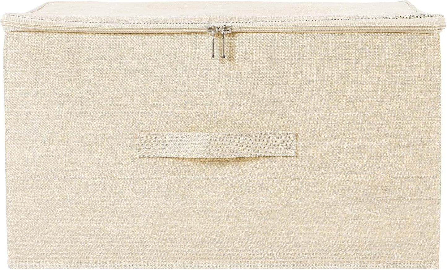 ANMINY Storage Bins with Zipper Lids 51.9 Qt Lidded Fabric Storage Boxes Baskets Cubes with Handles Collapsible Washable Cotton Linen Closet Shelf Clothes Organizer - Beige, Extra Large