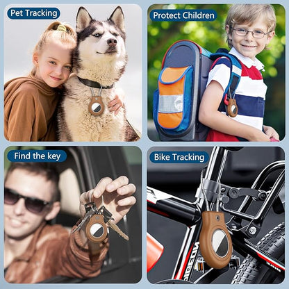 Waterproof Airtag Holder,Airtag Case with Secure Lock,Airtags Keychain for Apple Airtag,Anti-Lost Protective Cover Air tag Accessories for GPS Item Finder Tracker Luggage,Bag,Key,Pet,Cat Dog-Brown