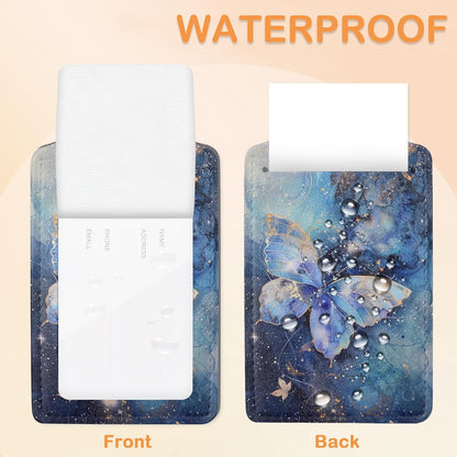 Starlit Crystal Butterfly PU Leather Luggage Tags for Suitcase, Travel Cruise 3 Pack with Privacy Flap, Name ID Label and Metal Loop for Women Men Girls Baggage Bag Backpack