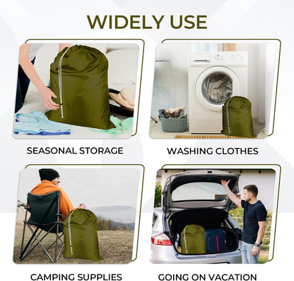 Laundry Bag with Locking Closure Drawstring – Extra Large Heavy Duty 100% Nylon, Large & Foldable Clothes Sack – Lightweight Dirty Laundry Organizer for Travel, Dorm, Gym – L 40" x H 50" (OLD GOLD)