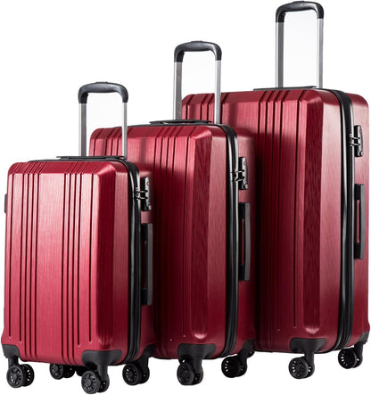 Coolife Luggage Expandable Suitcase PC+ABS 3 Piece Set with TSA Lock Spinner 20in24in28in