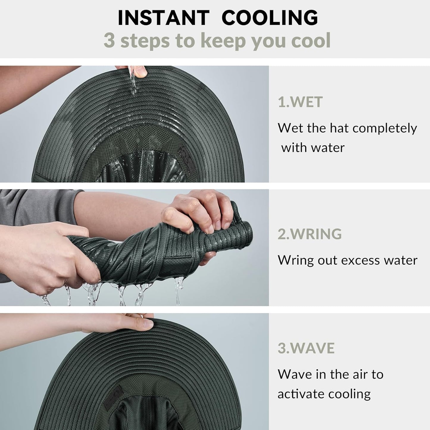 Sukeen Cooling Sun Hat for Men Women UPF50+ Wide Brim Fishing Hat with Neck Flap Adjustable Foldable Bucket Hat for Hiking
