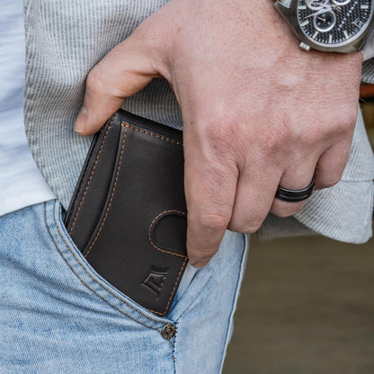 Kings Loot Custom Wallet for Men | Engraved Leather Slim Wallet with Money Clip | Personalized RFID Blocking Design | Minimalist & Stylish Wallets (Truffle)