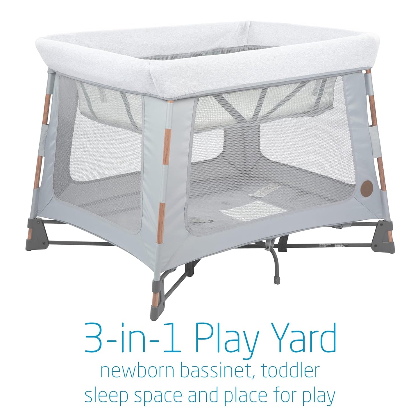 Maxi-Cosi Swift Lightweight Portable Playard, 1-Step Fold Playpen with Travel Bag, 2-Stage Mattress for Newborn to Toddlers, Essential Grey