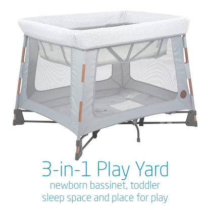 Maxi-Cosi Swift Lightweight Portable Playard, 1-Step Fold Playpen with Travel Bag, 2-Stage Mattress for Newborn to Toddlers, Essential Grey