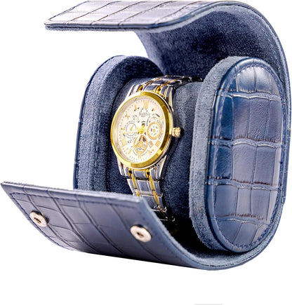 MR.OKAY Single Watch Travel Case-Classic Leather Watch Case With Superb Texture.(Portable Watch Roll Or Organizer For Storage And Display).Festival Gift For Men, All Handcrafted By Artisans