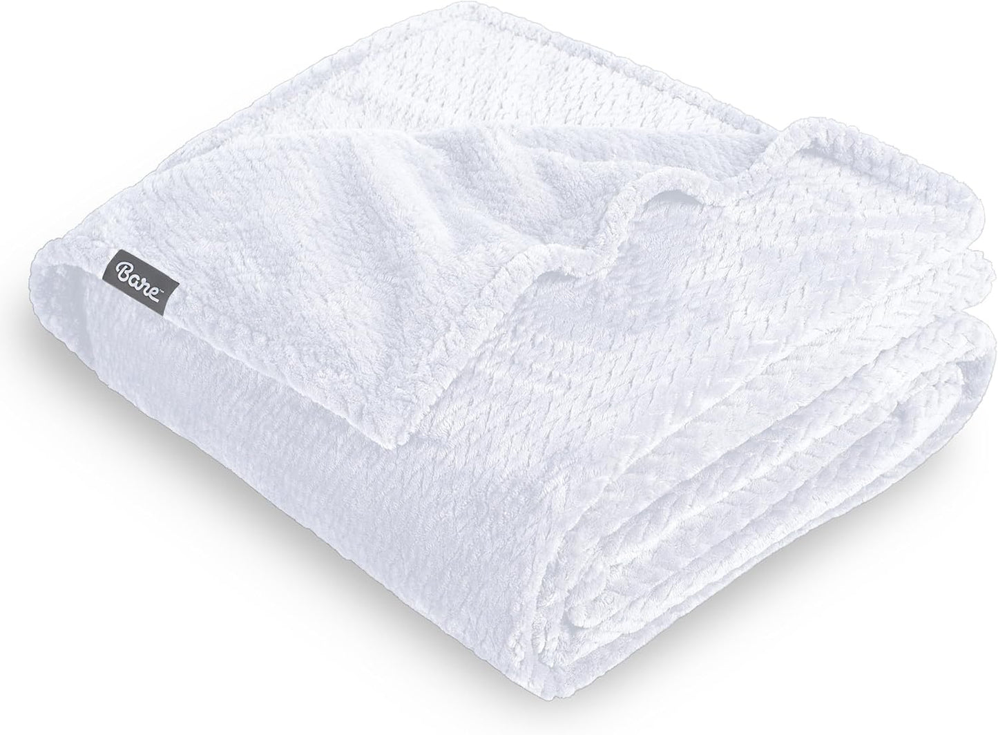 Bare Home Textured Fleece Blanket - Twin/Twin Extra Long - Ultra-Soft Lightweight for Bed, Sofa, and Couch - Luxury Microplush - Cozy Warm Blanket (Twin/Twin XL, Chevron White)