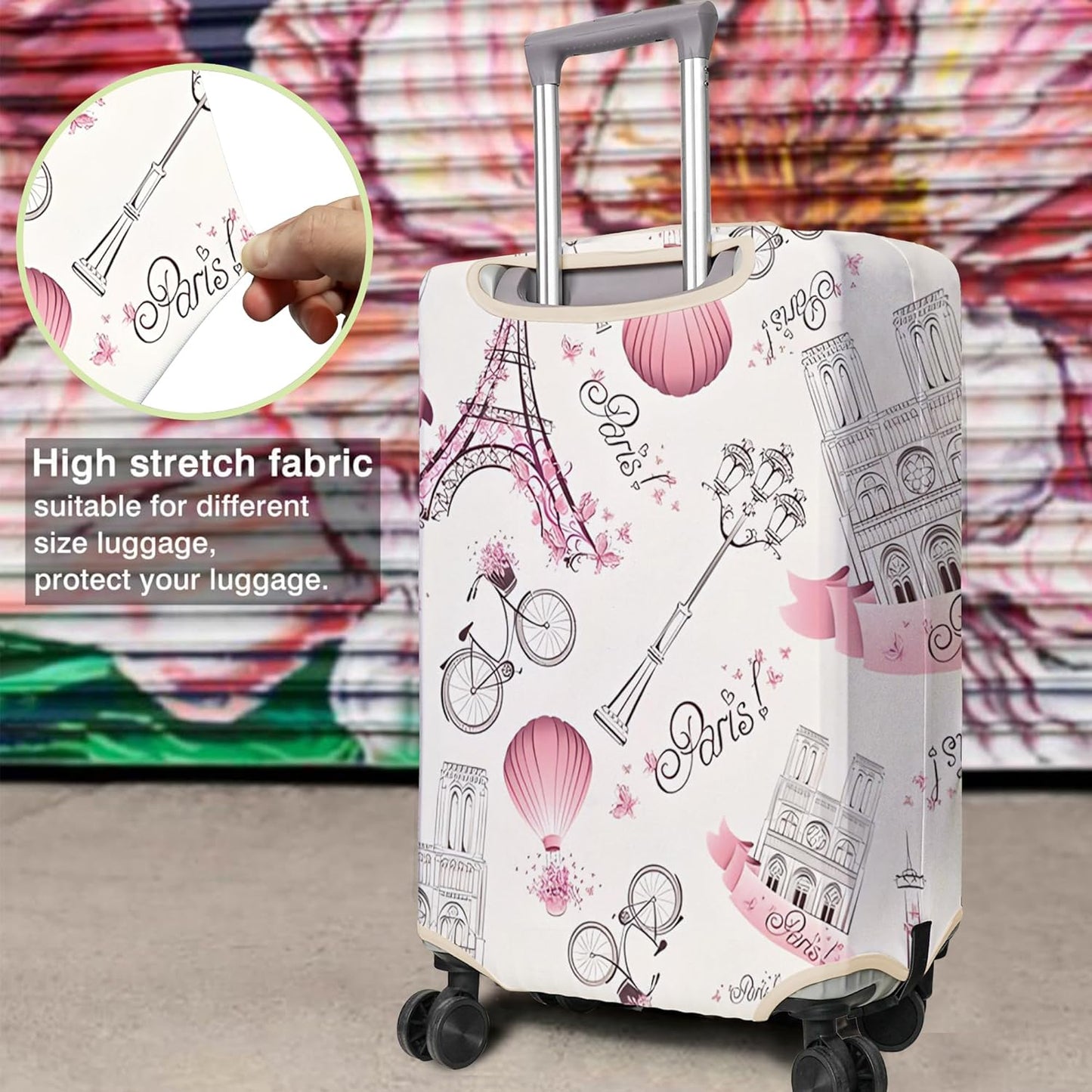 Travel Luggage Cover Suitcase Protector Fits 18-32 Inch Wheel Covers PatternedTravel Related Items Flower Luggage Protector Elastic XL