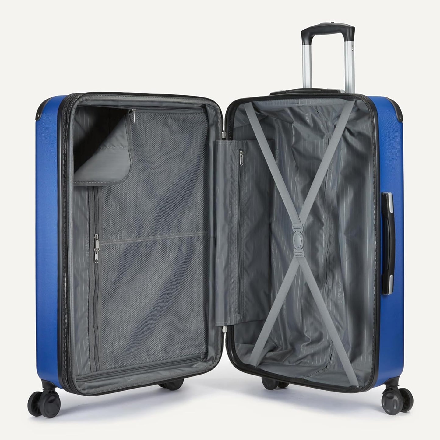 Amazon Basics 3-Piece Luggage Set, Including Carry-On Luggage (22" Expandable Hardside Suitcase With 8 Spinner Wheels), 15" Tote Bag, and 10" Compact Travel Bag, Navy Blue