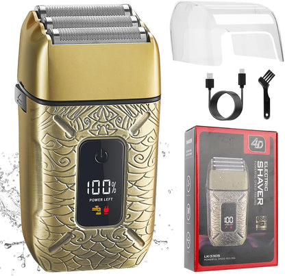 Electric Shavers for Men,Waterproof Powerful Motor Electric Razor,Head Shavers for Bald Men,Triple Foil Beard Trimmer,Barber Supplies LED Displays & USB Charging Shaver, Gifts
