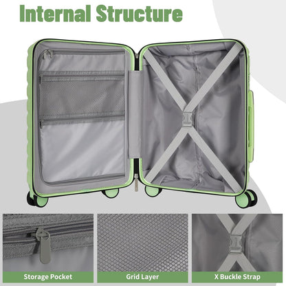 Lightweight Luggage with Spinner Wheels & YKK Zipper, 3-Piece Travel Suitcase ABS+PC Hardshell Luggage Set with TSA Lock, Light Avocado Green (20+24+28 inch)