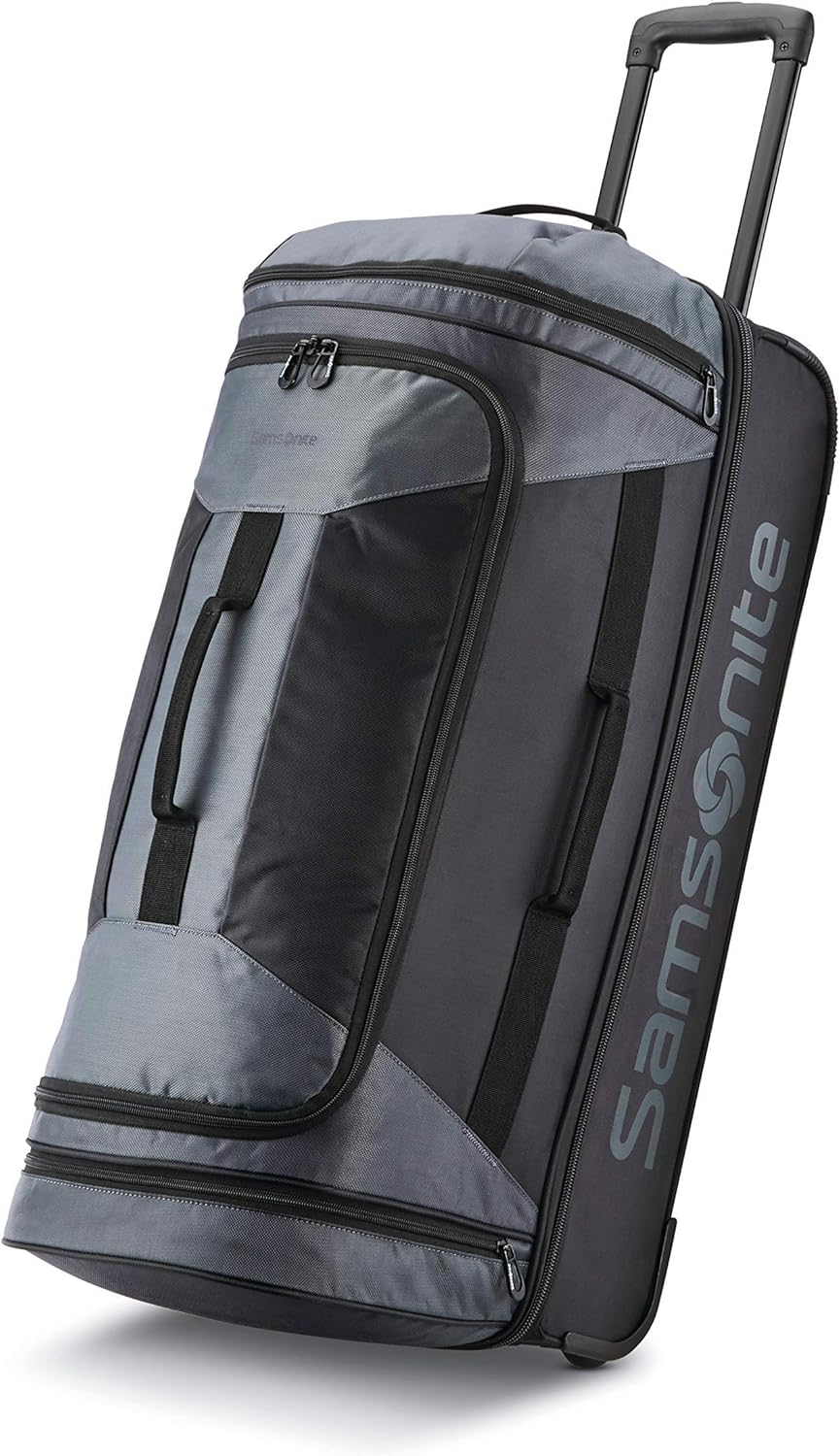 Samsonite Andante 2 Wheeled Duffel Bag – 28-Inch Durable Rolling Luggage with Inline Skate Wheels, Push-Button Handle & Spacious Compartments – Travel-Friendly and Lightweight - Riverrock/Black