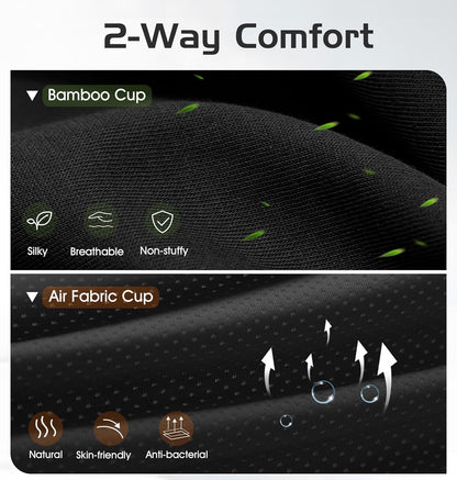 Bluetooth Sleep Mask with 2 Removable 3D Contoured Cup, Bamboo Cotton Bluetooth Sleep Headphones for Side Sleepers with Timming Setting, Blackout Eye Mask for Travel Meditation Men Women
