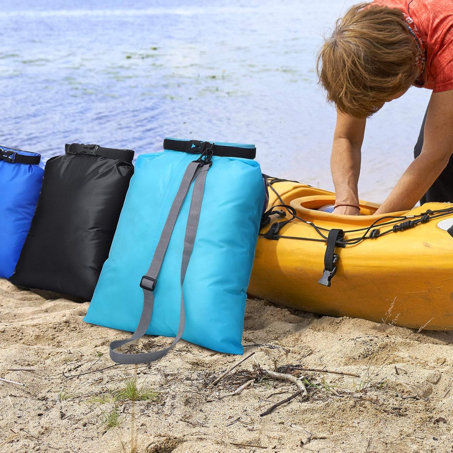 Shappy Waterproof Dry Bag Set 6 Sizes Lightweight Sacks and Long Adjustable Shoulder Strap Outdoor Water Proof Keep Gear Dry Bag Stuff Sacks for Backpacking, Boating, Hiking, Camping