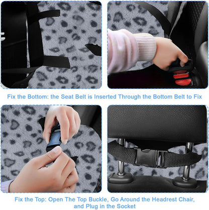 Travel Pillow, Travel Pillow for Kids, Sleeper Hold Pillow Travel, Removable U-Shaped Pillow for Adults and Children to Support Head and Body in The Back Seat of Long Car Trips (Gray Leopard Print)