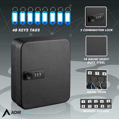 AdirOffice Steel Combination Lock Keys Cabinet Security Storage Box Organizer Holder Locked Key Box Wall Mount 30 Slots