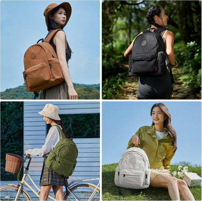 mixi Outdoor Lightweight Backpack Casual Carry On Laptop Backpack Travel Bookbag for Women Men, Water Resistant Durable Hiking Bag for Camping Weekender Sports College Work, 17 Inch, Light Gray