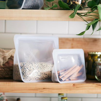 Stasher Premium Silicone Reusable Food Storage Stand-Up Mini Bag, Pink, Microwave, Sous Vide, Dishwasher, Oven and Freezer Safe, BPA Free, Leak-free, Eco-friendly, 28 Oz