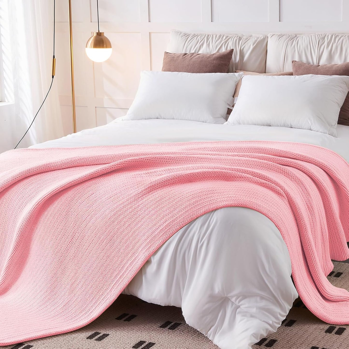 L'AGRATY Knitted Weighted Blanket - 60"x80" 20lbs Cooling Chunky Knit Heavy Blanket for Adults Braided Crochet Throw Thick Cable Yarn Knit Decorative No Beads Evenly Weighted Machine Washable