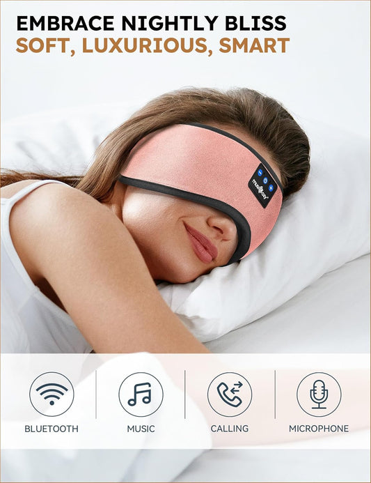 MUSICOZY Sleep Headphones Bluetooth 5.4 Headband Sleeping Eye Mask for Mom Women Men Wireless Music Earbuds Earphones for Side Sleepers Built-in HD Speakers Cool Gadgets Unique Gifts
