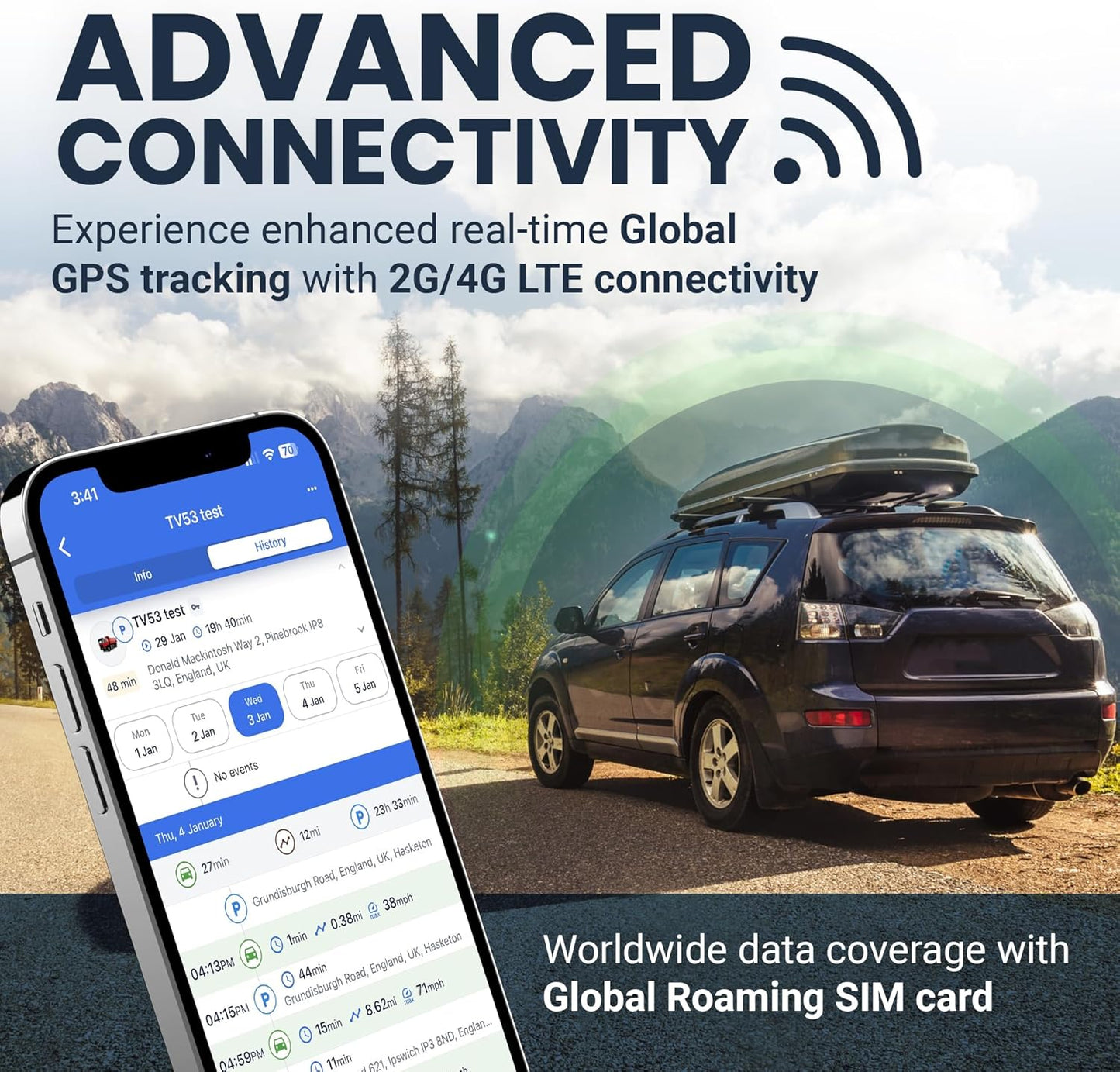 Truview TV500 OBD II, 4G GPS Tracker with Global SIM - Real-Time & Reliable Vehicle Tracking Device for Cars, Vans & Fleets - Plug & Play, Mobile App, 24/7 Support - No Contract Required
