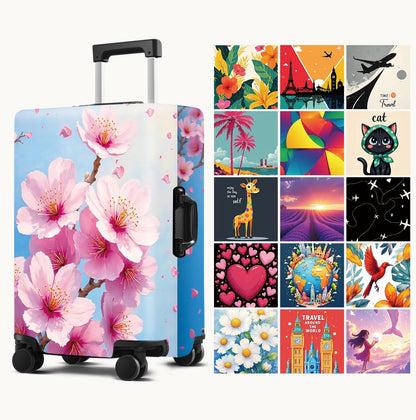 Luggage Cover Washable Suitcase Protector Anti-Scratch,Stretchable Fit for 20-34Inch Luggage Durable Travel Bag Cover with Zipper Closure (Peach blossom, M(fits 24-26Inch suitcase))