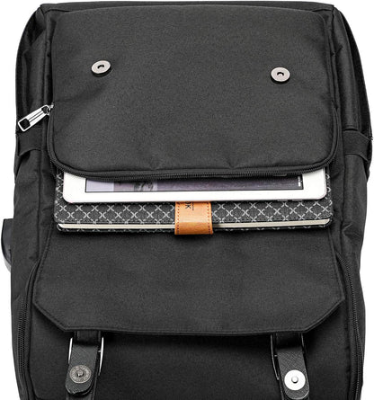 YALUNDISI Vintage Backpack Travel Laptop Backpack with usb Charging Port for Women & Men College Backpack Fits 15.6 Inch Laptop Black