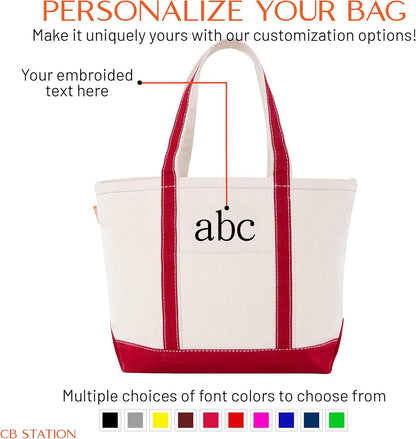 CB STATION Medium Classic Canvas Tote Bag for Women, Top Zipper Closure, Outer Pocket, Daily Essentials, Groceries, Traveling
