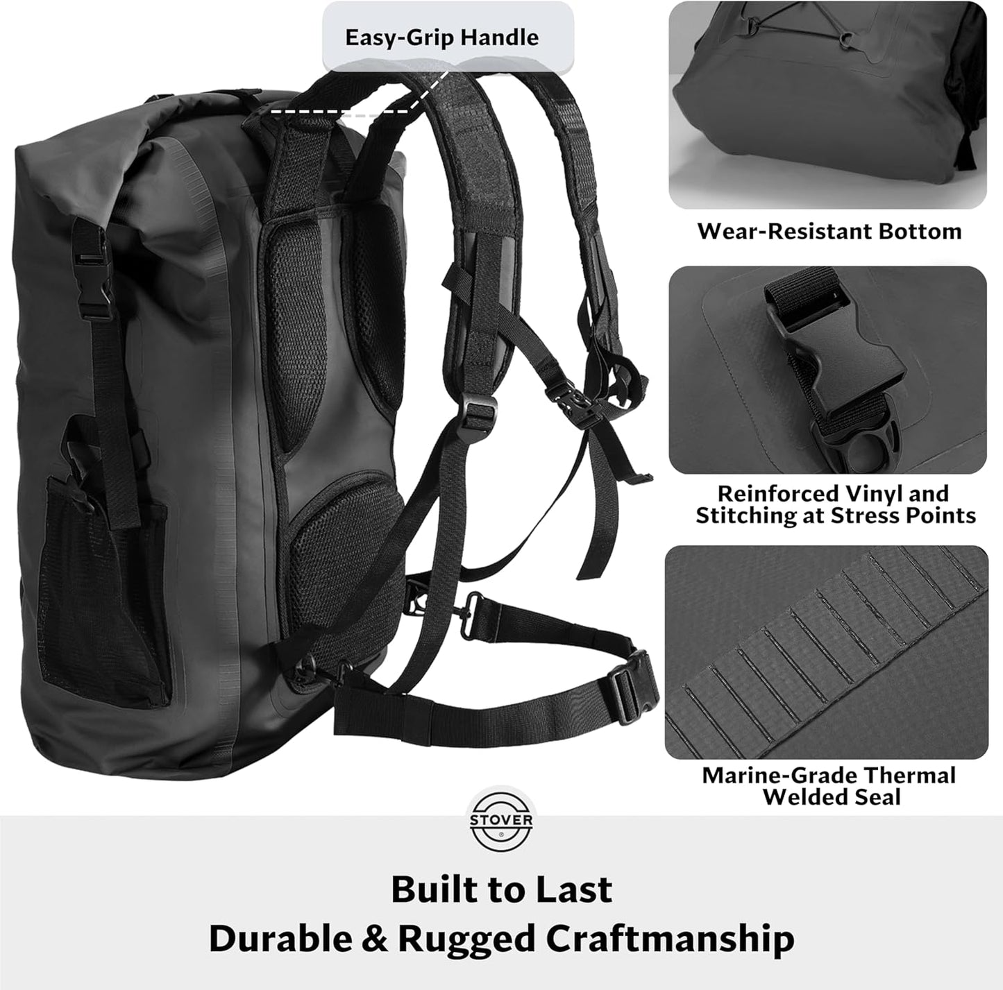STOVER 5/10/25/30/40/55L Waterproof Backpack- Floating Dry Bag for Kayaking, Travel, Beach, Hiking, & Camping, Men/Women