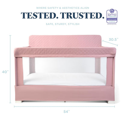 Baby Delight Lunaire Full Size Crib | Breathable Mesh Baby Crib | Tool-Free Assembly Baby Bed | 100% GOTS Certified Organic Cotton Fabric | Organic Rose
