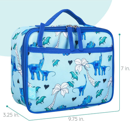 Wildkin JumpOff Jo Insulated Lunch Box – Durable, Reusable for Kids – Blue Dino