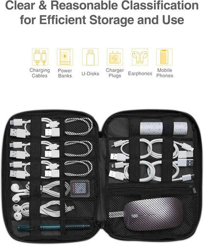 Luxtude Cord Organizer Travel, Flat Cable Organizer Bag, Portable Electronics Organizer, Travel Essentials for Wire/Cord Storage/Charger Case/Cable Storage/Tech Accessories Pouch, Silver Gray