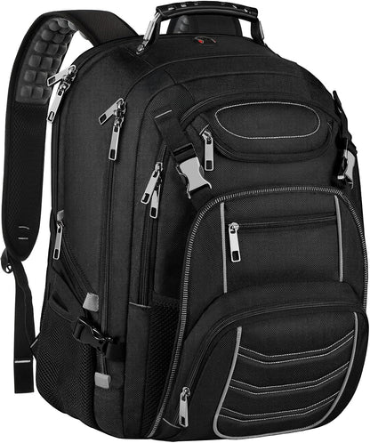 18.4 Laptop Backpack for Men, 60L Extra Large Gaming Laptops Backpack with USB Charger Port,TSA Friendly Flight Approved RFID Anti-Theft Pocket Heavy Duty Computer Bag Backbag,21.2*15.5*11.5 inch Grey