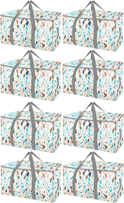 BALEINE 8-Pack Oversized Moving Bags with Reinforced Handles, Heavy-Duty Storage Tote for Clothes, Moving Supplies (Mosaic, 8-Pack)