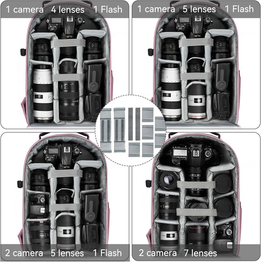 TORIBIO Camera Backpack, Hardshell DSLR Photography Camera Bag, Waterproof Hard Shell Camera Case with Tripod Holder & 15.6" Laptop Compartment Compatible with Canon/Nikon/Sony/DJI Mavic Drone
