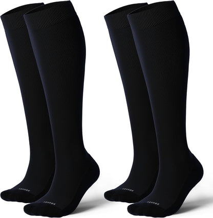 LEVSOX Thick Cotton Compression Socks for Women&Men 20-30mmHg Knee High Cute Support Sock for Nurses, Pregnancy, Travel