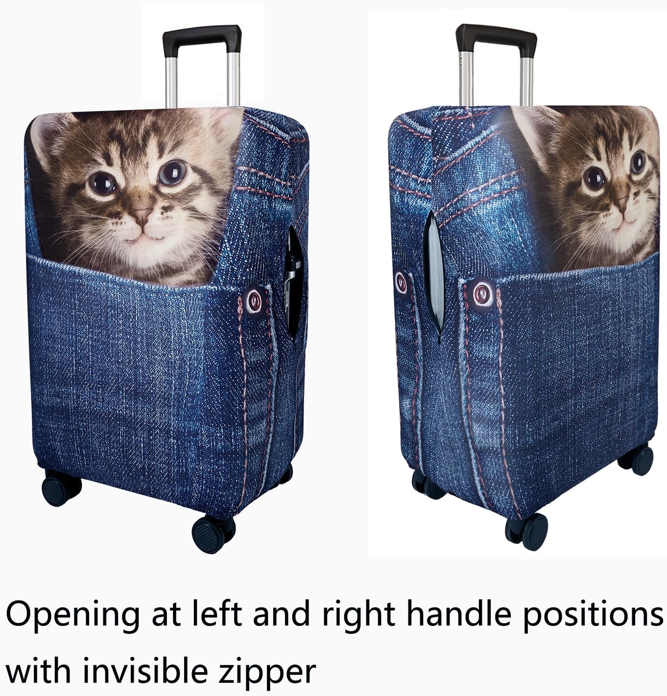 WUJIAONIAO Travel Luggage Cover Baggage Suitcase Cover Protector Skins 18-32 Inch (Cat B, M (for 22-24 inch luggage))