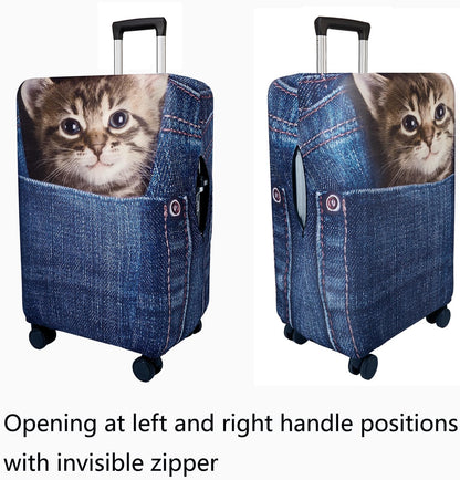 WUJIAONIAO Travel Luggage Cover Baggage Suitcase Cover Protector Skins 18-32 Inch (Cat B, L (for 25-28 inch luggage))