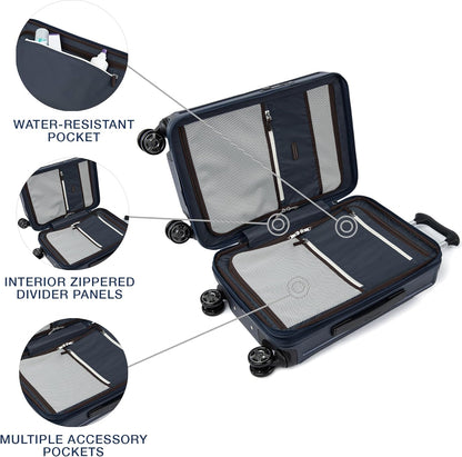 Travelpro Platinum Elite Hardside Expandable Carry on Luggage, 8 Wheel Spinner, TSA Lock, Hard Shell Polycarbonate Suitcase, True Navy Blue, Carry on 21-Inch