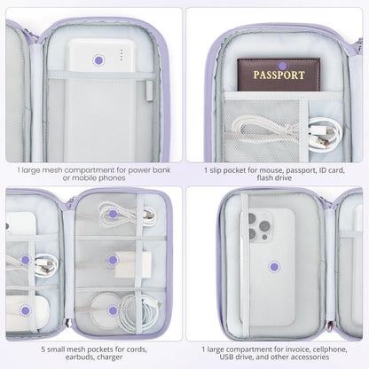 Skycase Tech Pouch - Lightweight Electronics Organizer Travel Case, Double Layers Travel Cable Organizer, All-in-One Storage Bag for Charger, Cord, Phone, Flash Drive, Accessories