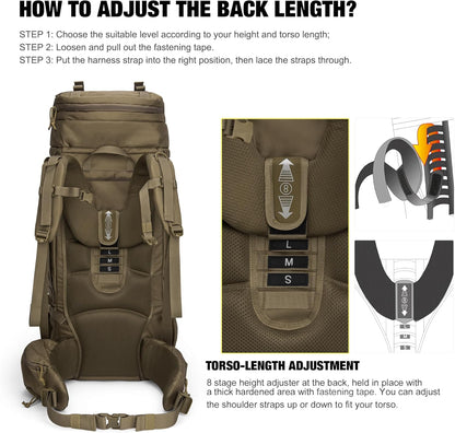 Mardingtop 75L Molle Hiking Internal Frame Backpacks with Rain Cover for Camping,Backpacking,Travelling