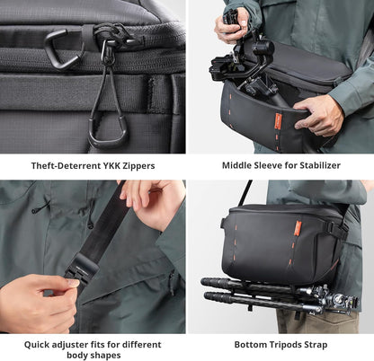 PGYTECH OneMo Sling Camera Bag 7L-9L, waterproof Crossbody Camera Shoulder Bag for Photographers Travel, DSLR Camera Bag for Sony/Canon/Nikon/DJI Mavic/Mirrorless/Tripod/Laptop