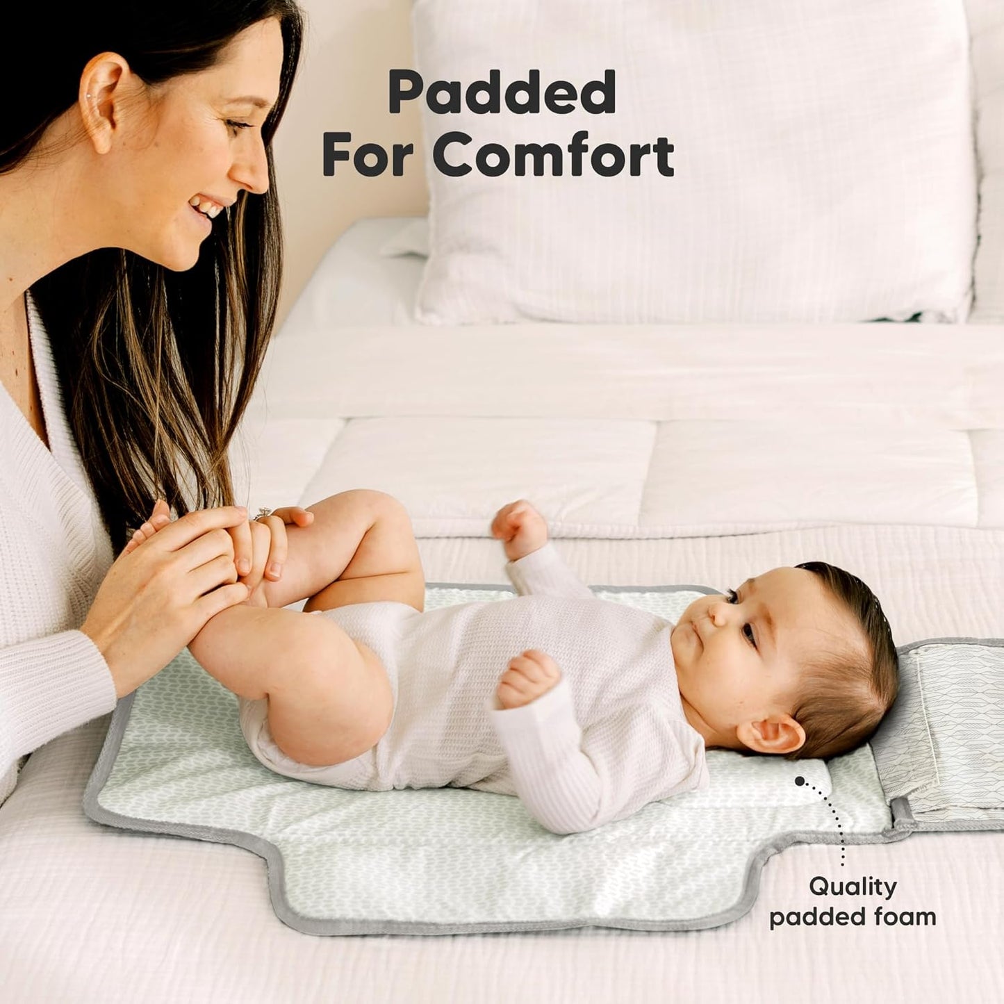 KeaBabies Portable Diaper Changing Pad - Large Waterproof Baby Changing Mat, Compact Travel Diaper Clutch, Functional Pockets Fit Newborn Essentials, Wipeable & Padded Baby Changer (Prism)