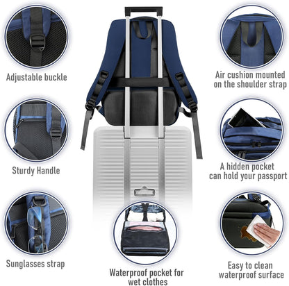 Travel Backpack, Business Anti Theft Slim Sturdy Laptops Backpack with USB Charging Port, Water Resistant College School Laptop Bag for Men & Women Fits 15.6 Inch Notebook (Navy Blue)