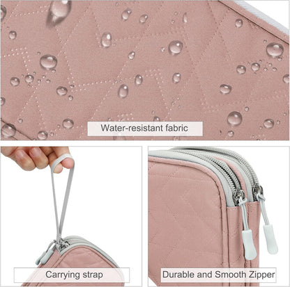 FYY Travel Cable Organizer Bag Pouch Electronic Accessories Carry Case Portable Waterproof Double Layers All-in-One Storage for Cable, Cord, Charger, Phone,-Pattern Pink(M)