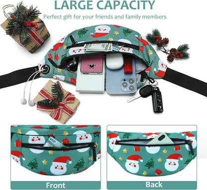 MAXTOP Large Crossbody Fanny Pack with 4-Zipper Pockets,Gifts for Enjoy Sports Festival Workout Traveling Running Casual Hands-Free Wallets Waist Pack Phone Bag Carrying All Phones